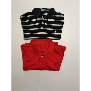 VTG Y2K Polo Ralph Lauren Mens XL Polo Shirts Bundle Lot Black Striped Red
